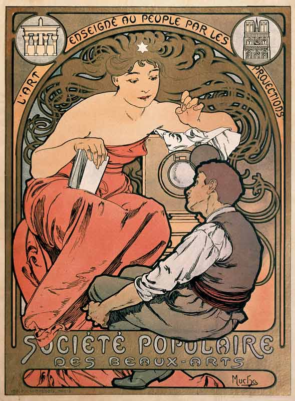 Poster for the Societe Populaire des Beaux Arts à Alphonse Mucha