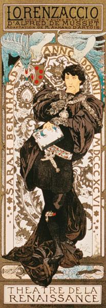 Affiche Jugendstil pour Lorenziaccio d'Alfred de Musset au théatre de la Renaissance