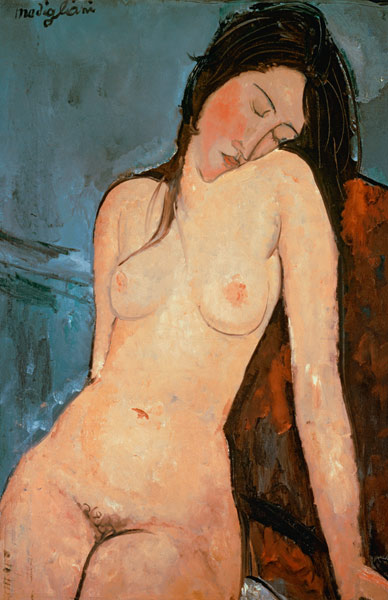 Détail de nu féminin assis à Amadeo Modigliani