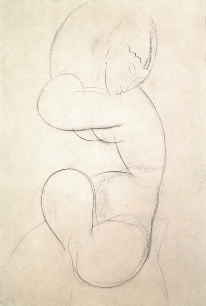 Seated Female Nude (blue chalk) à Amadeo Modigliani