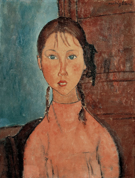 Girl with Pigtails à Amadeo Modigliani