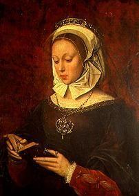 Jeune femme, lisant dans un livre de prière.