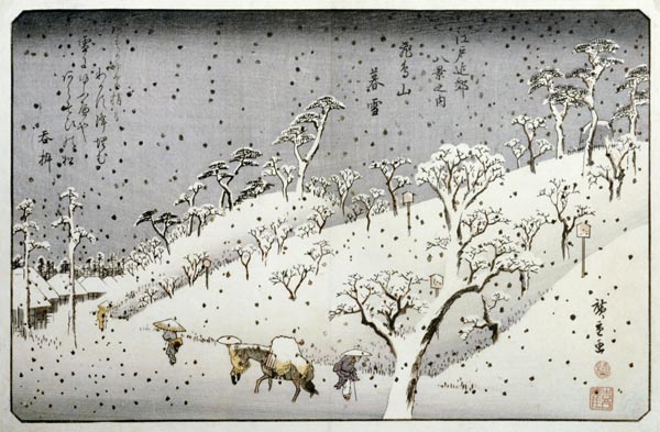 Evening Snow At Asuka Hill à Ando oder Utagawa Hiroshige