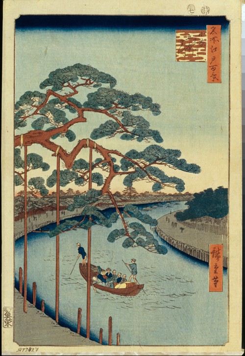 Five Pines and the Onagi Canal (One Hundred Famous Views of Edo) à Ando oder Utagawa Hiroshige