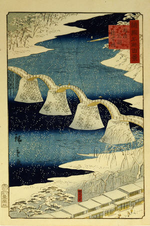 The Brocade Bridge In Snow à Ando oder Utagawa Hiroshige