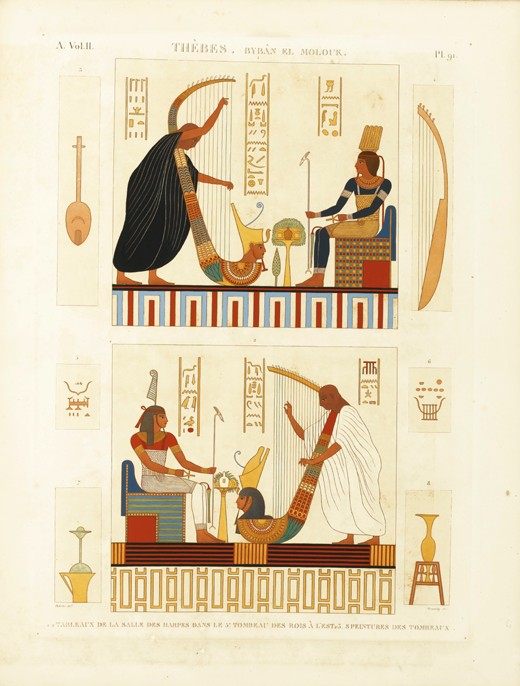 Paintings of two harpers in the tomb of Pharaoh Ramesses III in the Valley of the Kings. From "The D à Andre Dutertre