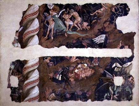 The Triumph of Death, detail of fragments depicting hell à Andrea di Cione Orcagna