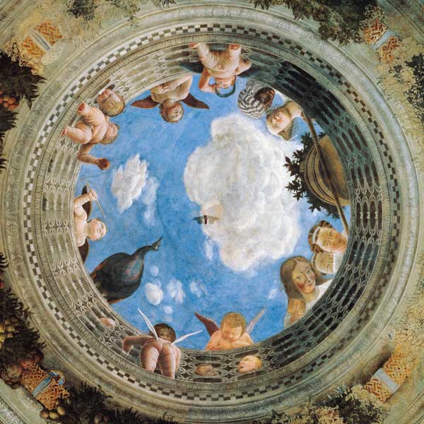 La chambre des mariés - fresque plafond, Palais Ducale, Mantoue, Italie à Andrea Mantegna