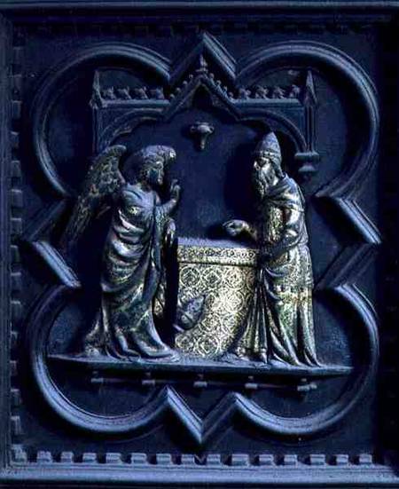 The Angel Announces to Zechariah, first panel of the South Doors of the Baptistery of San Giovanni à Andrea Pisano