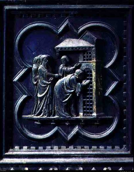 The Disciples Visit St John the Baptist, thirteenth panel of the South Doors of the Baptistery of Sa à Andrea Pisano