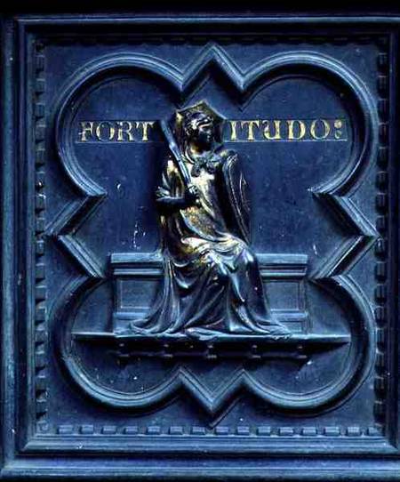 Fortitude, panel E of the South Doors of the Baptistery of San Giovanni à Andrea Pisano