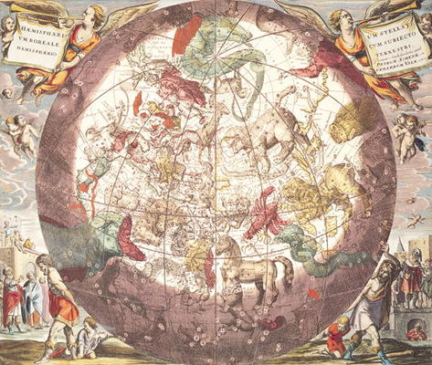 Northern (Boreal) Hemisphere, from 'Atlas Coelestis', engraved by Pieter Schenk (1660-1719) and Gera à Andreas Cellarius