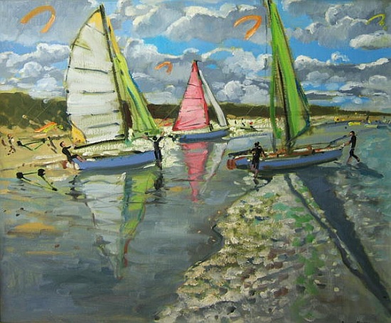 Three Sailboats, Bray Dunes, France à Andrew  Macara