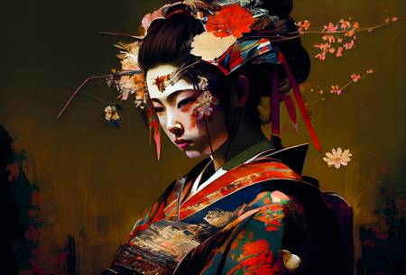 Une tradition bien maîtrisée : l\'art d\'une geisha en tenue traditionnelle