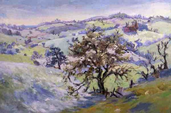 From Udimore Towards Peasmarch, Sussex, in winter (oil on canvas)  à Anne  Durham