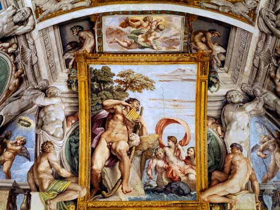 The 'Galleria Carracci' (Carracci Hall) detail of Polyphemus and Galatea à Annibale Carracci, dit Carrache