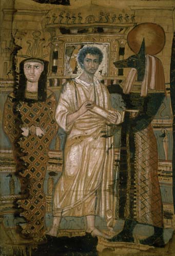 Jeune homme entre Osiris et Anubis à Anonyme (égyptien)