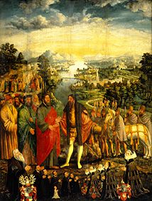 Le Christ et le capitaine des Kapernaum épitaphe du Balthasar farine u. v. Femme à Anonyme (peintre de Wroclaw)