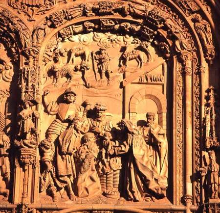 Detail of the exterior of San Estabandepicting the Adoration of the Magi à Anonyme