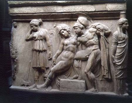 Greek Sarcophagus with a Scene showing the Battle of the Amazons à Anonyme