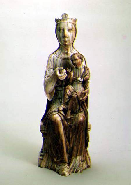 Madonna and Child, ivory statue,French à Anonyme