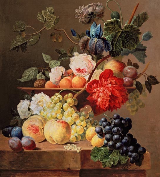 Still life with fruit and flowers à Anthony Obermann