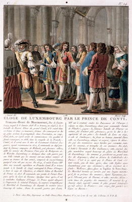 The Prince de Conti (1664-1709) praises the Duke of Luxembourg (1628-95) after his victory at the Ba à Antoine Louis Francois Sergent-Marceau