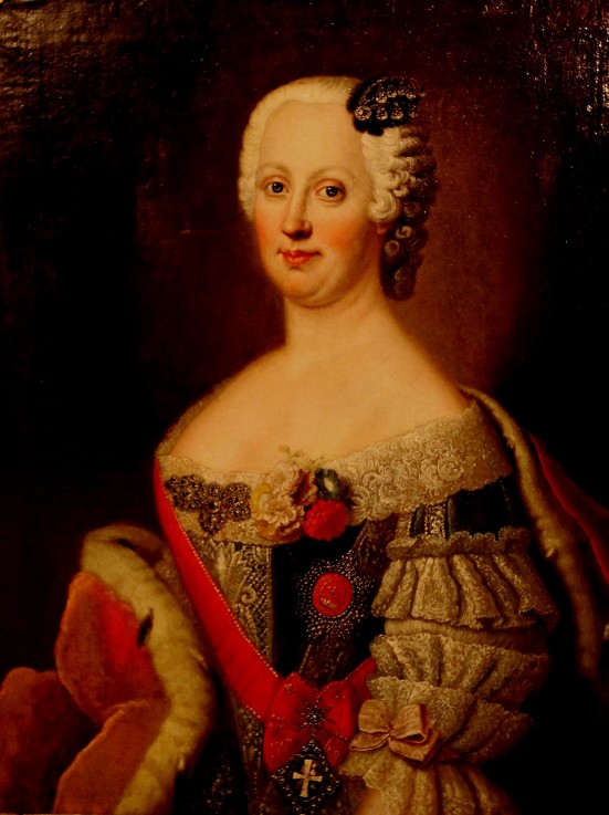 Portrait of Johanna-Elizabeth, Electress of Anhalt-Zerbst (1712-1760), Mother of Catherine II à Antoine Pesne
