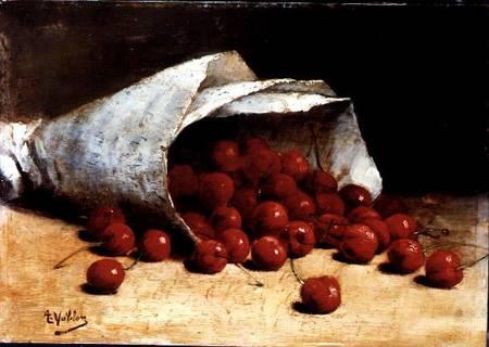 A spilled bag of cherries à Antoine Vollon
