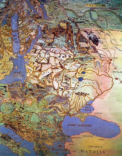 Map of Central Europe, from the ''Sala Del Mappamondo'' (Hall of the World Maps) à Antonio Giovanni de Varese