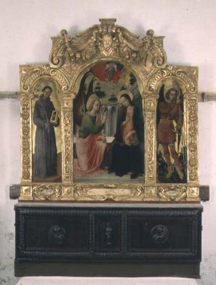 The Annunciation with SS. Francis and Michael (tempera on panel) à Antonio Vivarini