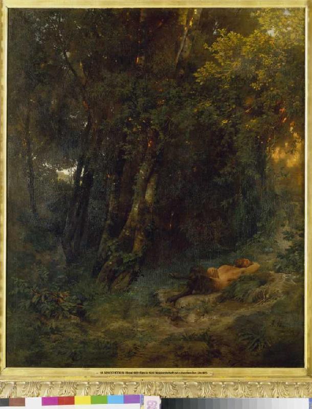 Paysage de forêt avec un Pan reposant à Arnold Böcklin