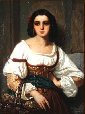 Italian Woman with Basket of Grapes, 1862 (oil on canvas) à Arnold Ferdinand Ewald