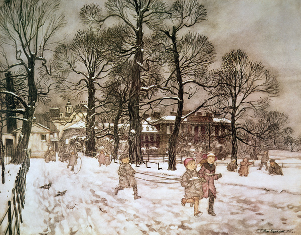 Winter in Kensington Gardens from Peter Pan in Kensington Gardens  by J.M. Barrie à Arthur Rackham