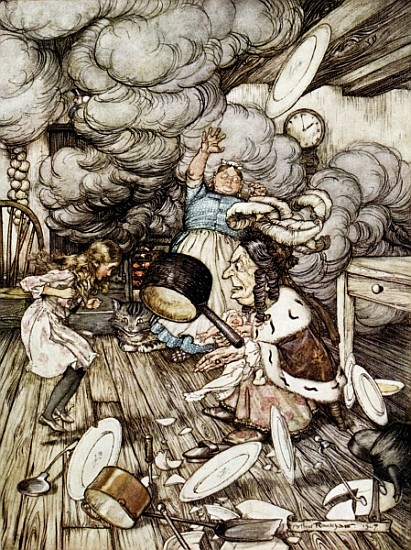 In the Duchess''s Kitchen, illustration to ''Alice''s Adventures in Wonderland'' Lewis Carroll (1832 à Arthur Rackham