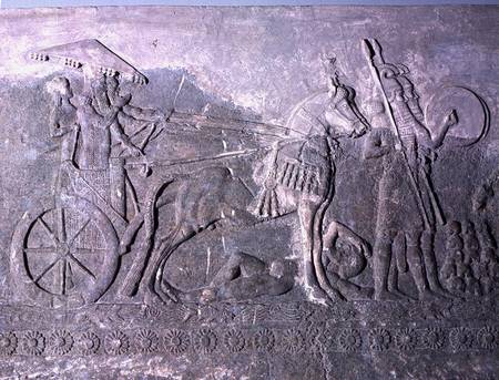 Sargon II (721-705 BC) on a Battle Chariot, from the Palace of Sargon II at Khorsabad, Iraq à Assyrien