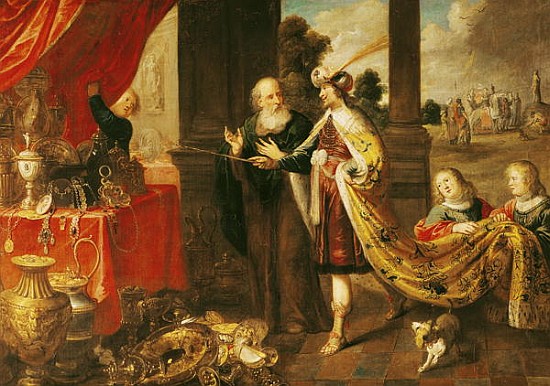 Ahasuerus Showing his Treasure to Mordecai à (attribué à) Claude Vignon