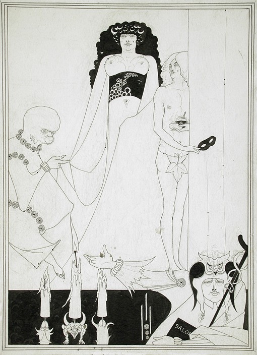 Enter Herodias. Illustration for Salome by Oscar Wilde à Aubrey Vincent Beardsley