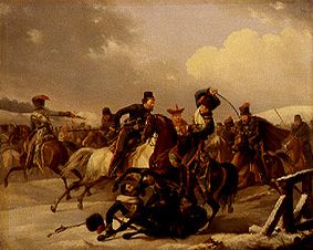 Des Cosaques attaquent une unité française. à August Joseph Desarnod l'Ancien