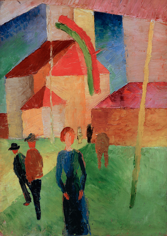 Church Decorated with Flags à August Macke