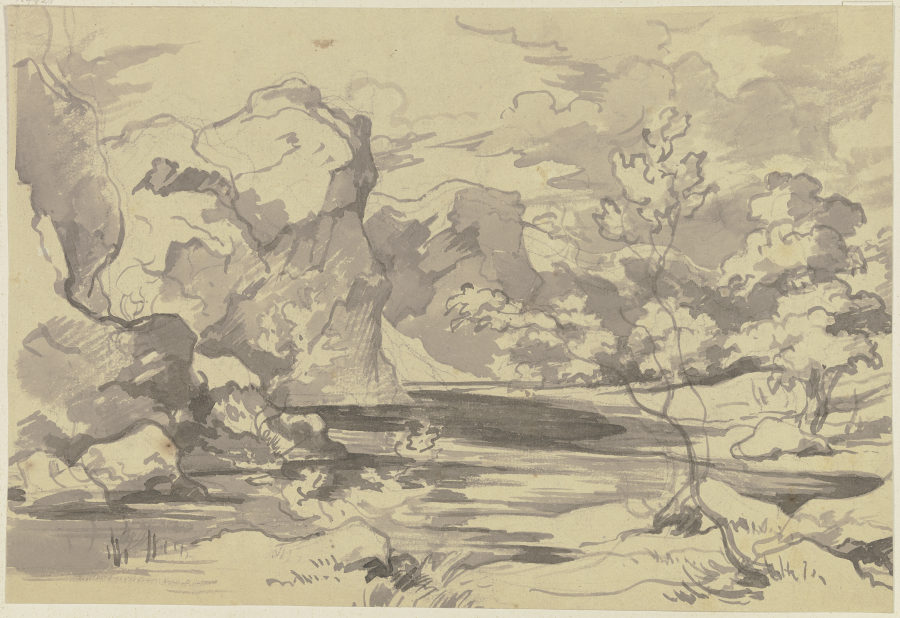 River landscape à August Richter
