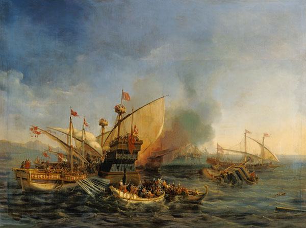Naval Battle of Episkopi in 1323 à Auguste Etienne Francois Mayer