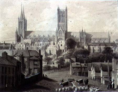 Lincoln Cathedral from the South à Augustus Charles Pugin