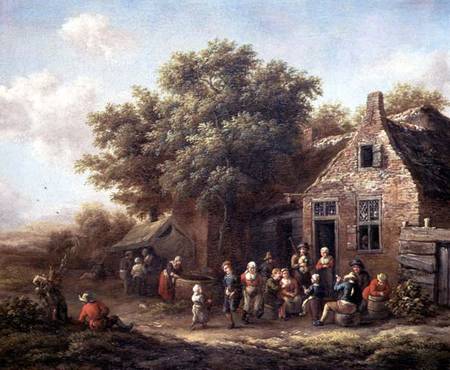 Peasants Merry-Making outside an Inn à Barend Gael ou Gaal