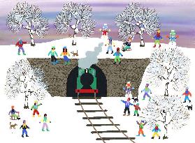 Stem train in the snow