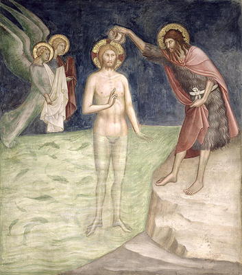 Baptism of Christ, from a series of Scenes of the New Testament (fresco) à Barna  da Siena