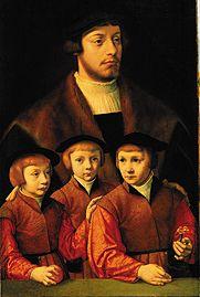 portrait d'un homme avec ses trois fils