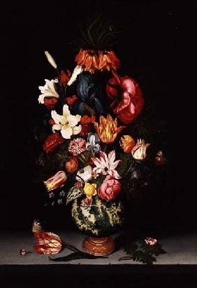 Still Life of Flowers on a Stone Ledge