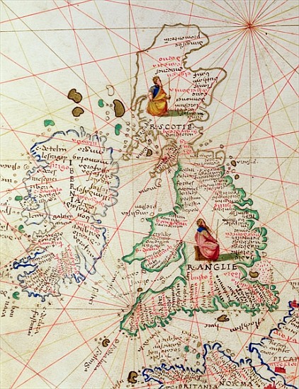 The Kingdoms of England and Scotland, from an Atlas of the World in 33 Maps, Venice, 1st September 1 à Battista Agnese
