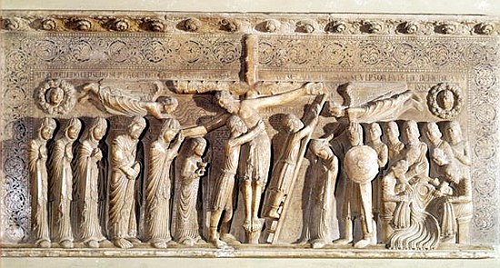 Relief panel depicting the Deposition, 1178 (marble) à Benedetto Antelami